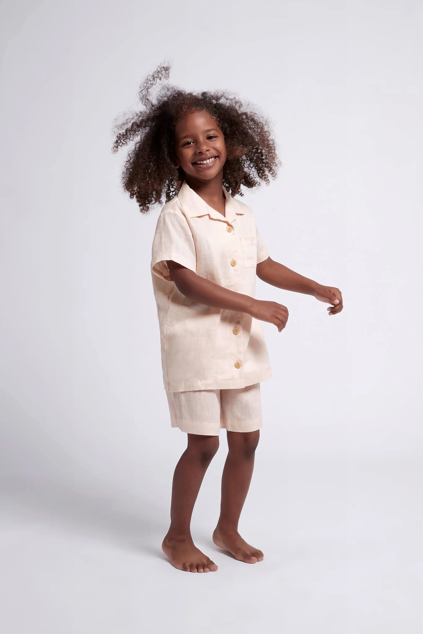 Linen Kids Pyjama Set - Blush